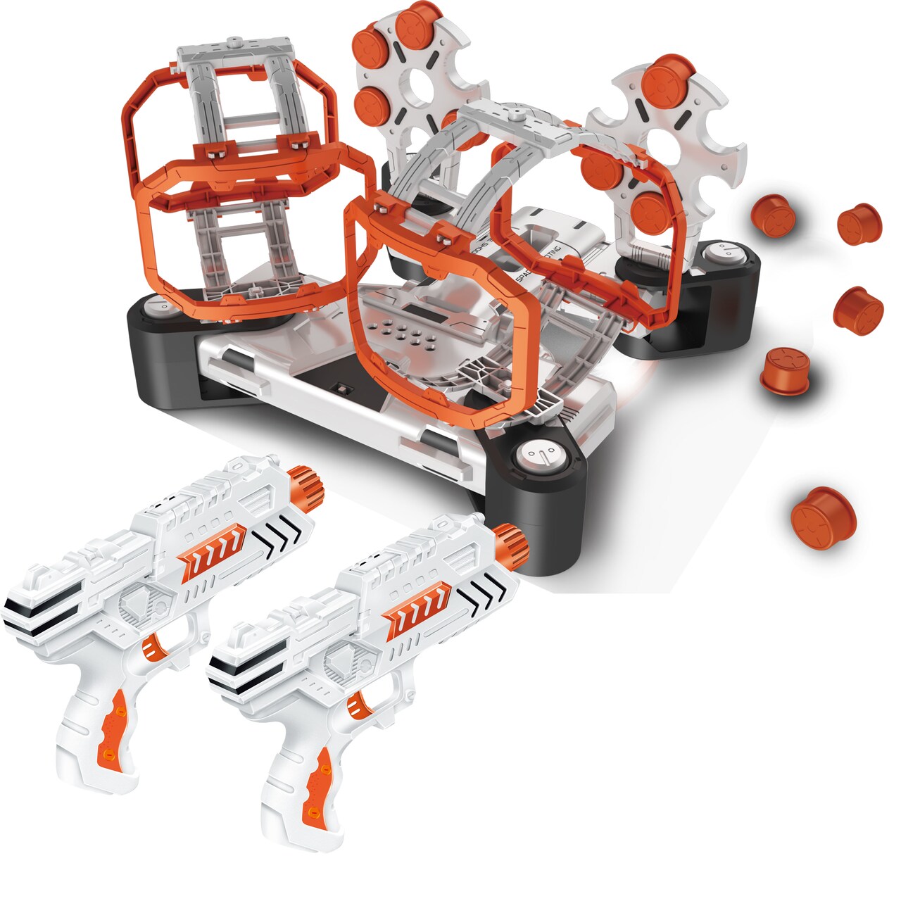 Dimple Shooting Practice Gun Target Game For Kids With 2 Blaster Guns 24 Bullets 2 Dart Holders And 2 Spinning Obstacles